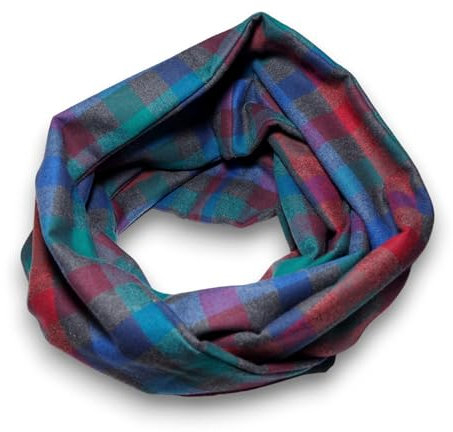 Britta Meier Unisex Baumwoll-Flanell Loopschal aus meiner Nähwerkstatt (Grau Mehrfarbig Kariert)