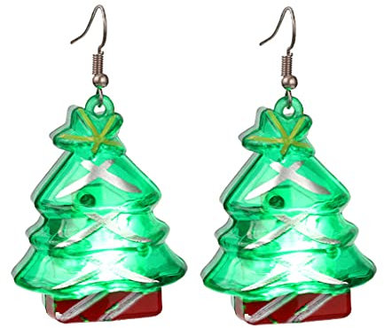 LED-Ohrringe, leuchtende Ohrringe, Weihnachtsmann, Rentier, Schneemann, Weihnachtsbaum, baumelnd mit Lichtern für Party-Frauen, Zink