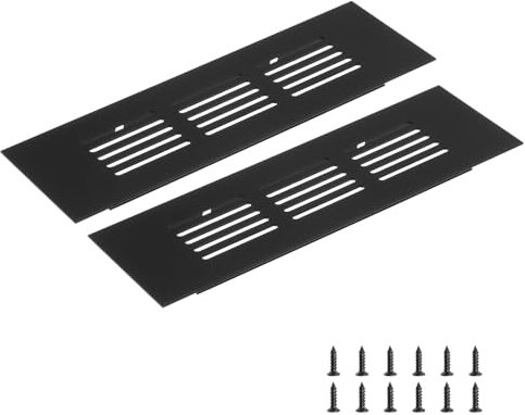 sourcing map Rectangle Ventilation Grille, Aluminum Alloy Mesh Air Vent Cover Louvered Ventilation Cover with Mounting Screws for Cabinet Shoe Closet (150x50mm/6x2, Black)