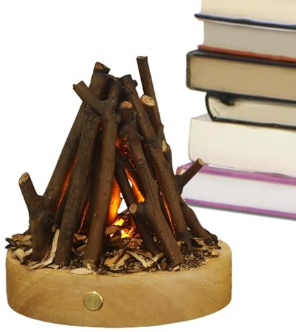 Djowyh Faux Foyer, Lampe à feu - Commande Tactile de Fausse veilleuse de feu, 3 Modes réglables | Petite Lampe LED à Fausses bûches de cheminée électrique, décorations de Festival de noël d'halloween