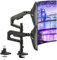 ARES WING Monitor Mount 2 Monitors on One Another for 17-49 Inch Flat & Curved Screens, Monitor Arm 2 Monitors with Gas Spring, Height Adjustable, Tilting Swivel, Max 20 kg/arm, Black