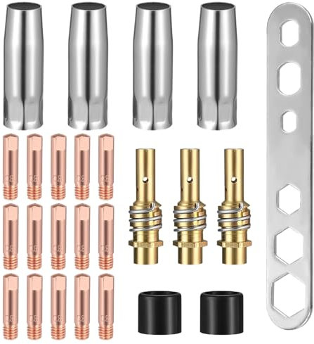 BDHYYM 25 Stück Verschleißteile Set, Schutzgasschweißgerät Zubehör, Schweißzubehör passend 15AK MB15, Multischweißgerät Zubehörset