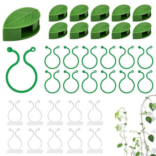 NAROSEBE 160pcs Pflanzenclips Kletterpflanzen Pflanzenhalter Wand Selbstklebend, Pflanzenklammern Kleben, Pflanzen Rankhilfe Clips Kletterhilfe Zimmerpflanzen Wand für Gardening Gemüse