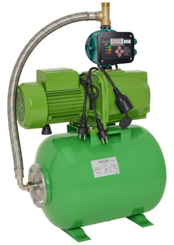 Hauswasserwerk selbstansaugende JET Gartenpumpe / 6,1 Bar - 6000 L/h, mit Messinglaufrädern und einstellbaren Druckschalter/Trokenlaufschutz