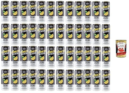 Italian Gourmet Lemonsoda Zero Limonata Zitronenlimonade Dose 48 x 330ml | Bevanda frizzante senza zucchero; original italienischer Zitrusdrink, Gesamtnettogewicht 15,84 L + Kostenlos Polpa 400g