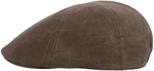 Lerwick Cap – Herren Schiebermütze aus gewachster Baumwolle – wasserabweisende Flatcap mit Stretch – atmungsaktive Cap im Vintage-Stil – Outdoor & Alltag (DE/NL/SE/PL, Alphanumerisch, L, XL, Braun)
