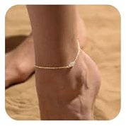 VIROMY Cheville En Or Pour Femme Plaqué Or 14k 3 Perles De Cristal Cheville Délicate Chaîne De Pieds d'Été Mignonne Non Ternie