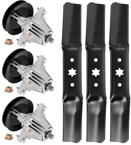 wyevee Kit de lames de broche pour tondeuse à gazon de 127 cm, compatible avec Cub Cad-et XT1-GT50 Troy Bilt Super Bronco G8300 MTD, remplace 618-06980 918-06980 942-05052A 954-04077A