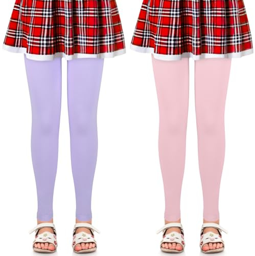 KOOOGEAR Confezione da 2 leggings lunghi da ragazza, a vita alta, leggings sportivi per bambini, morbidi ed elastici, basici, per danza, yoga, tutti i giorni