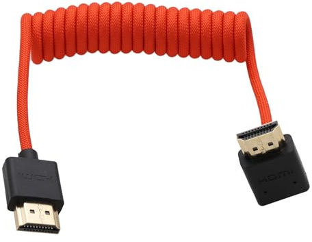 HangTon Cable HDMI 8K 4K ProRes, flexible trenzado rojo en espiral para monitor ATOMOS Ninja V Shinobi, cámara Sony FX3 A7Siii, Canon Lumix Nikon, BMPCC6K, FEELWORLD Portkeys SmallHD