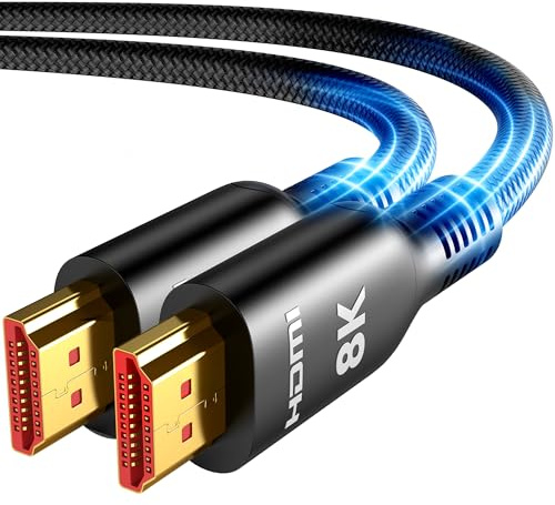 Highwings Long HDMI Cable 20 FT, 10K 8K 4K Ultra HD High Speed 2.1 HDMI Cable 48Gbps Braided Cord-4K@120Hz 8K@60Hz, DTS:X, HDCP 2.2&2.3, Dynamic HDR 10 Compatible with Roku TV/PS5/HDTV/Blu-ray