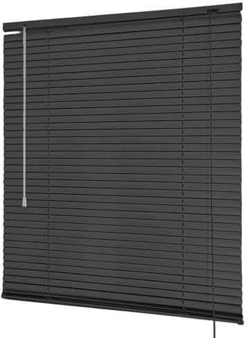 Aluminium Jalousie, Fenster Jalousien Innen, Sichtschutz Sonnenschutz Fensterjalousie 50 60 85 180 90 65 70 110 125 130 150cm Nach Maß 25mm Lamellen Metall Rollo Fenster & Tür(Black)