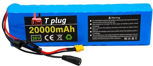 Batteria al Litio per Bicicletta Elettrica 36V 20Ah Bicicletta Elettrica agli ioni di Litio per Scooter Elettrico 10S3P Batteria al Litio Ricaricabile con Caricabatterie 42V 2A T plug,36V 20Ah