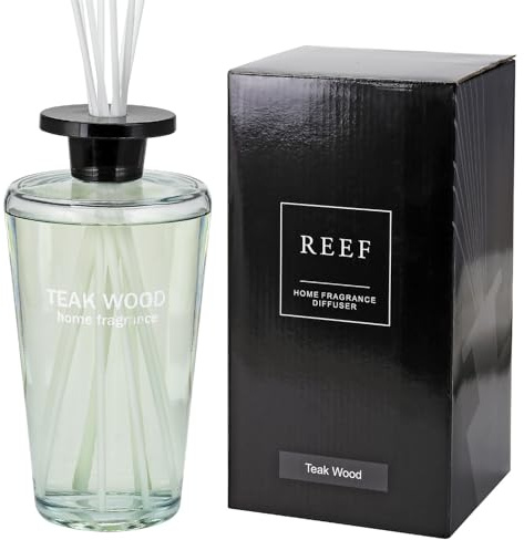 Teak Wood 1000ml Reed Oil Diffuser Set, Luxury Beautiful Home Fragrance for Bedroom Living Room Home Decor Office Essential Oil Reed Diffuser for Stress Relief