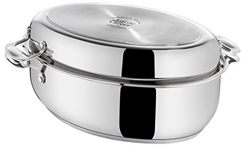 Tefal E85706 Jamie Oliver Edelstahl 2in1 Multi Bräter Induktionsgeeignet, mit Induktionsdeckel (Deckel als Pfanne nutzbar), 38x25,5 cm - 8,5 L
