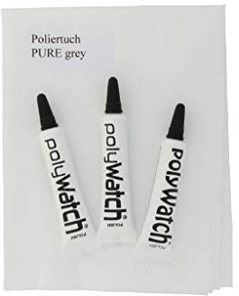 PUREgrey 3 Stück Polywatch Polierpaste 15 g, mit PUREgrey Poliertuch, entfernt Kratzer aus Kunststoffen
