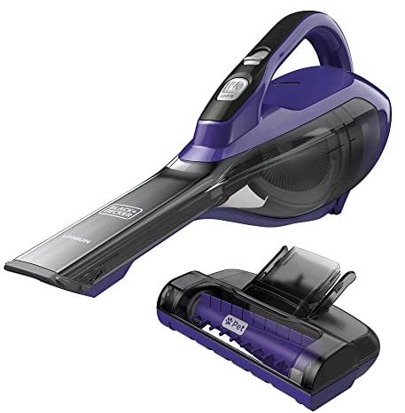 BLACK+DECKER dustbuster AdvancedClean - Aspiradora de mano inalámbrica para mascotas con cabezal motorizado, morado (HLVA325JP07)