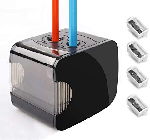 Electric Pencil Sharpeners, Battery & USB Powered, QHUI Heavy Duty 2 Holes Automatic Pencil Sharpeners for Kids, Perfect for No. 2 Pencils and Colored Pencils Use at Home, Classroom and Office