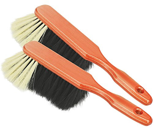com-four® 2x Wooden hand broom - Hand broom with horsehair bristles - Power cleaning tool - Cleaning brush with hanging hole - ca. 30 cm (2 pieces)