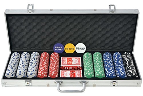 Festnight Poker Set mit 500 Pokerchips Pokerset Aluminiumkoffer 55,5 x 20,5 x 6,7 cm