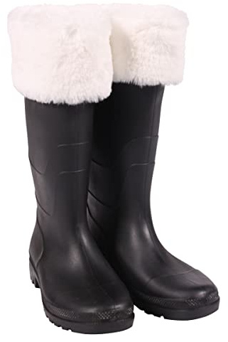 Panelize Nikolausstiefel Weihnachtsmannstiefel schwarz mit Fellrand (43)