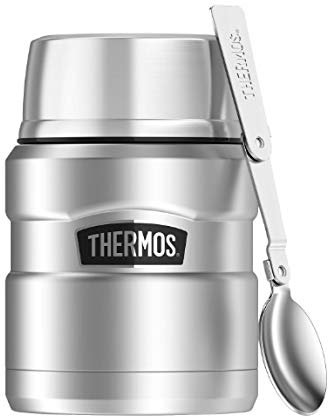 Thermos King 470ml Food Flask Stainless Steel with Metal Spoon 5 Year Guarantee