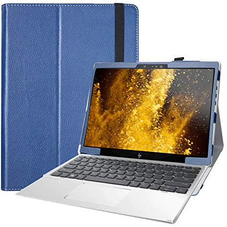 Bige Schutzhülle für HP Elite x2 G4, PU-Leder, Folio, 2-klappbarer Ständer, für 12,3 Zoll HP Elite x2 G4, Abnehmbarer Laptop, Dunkelblau