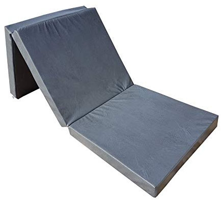 Natalia Spzoo Kunstleder Gymnastik Faltmatratze 195 x 65 x 8 cm mit Haltegriff (Grau)