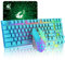 T87 Upgrade 87 Keys Wireless Keyboard Mouse Combo, Rainbow Backlit 2.4G Rechargeable Mechanical Feel Gaming Keyboard +2400DPI 6 Buttons Optical Rainbow LED Gaming Mouse+Free Gaming Mouse Pads (Blue)