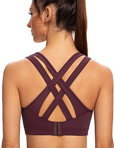 AGONVIN Damen Starker Halt Gepolstert Große Brüste Joggen Ohne Bügel Sport BH Hellviolett XXL