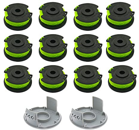 Bobine de fil de rechange pour débroussailleuse Ryobi RAC142 36 V, pour débroussailleuse sans fil RLT36B33 & RY36LT33A-0 (12 bobines + 2 capuchons)