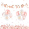 JGA Deko Set Rosegold Braut to be Girlande Papier Banner mit 9 Pcs Latex Luftballons (12 Zoll) und 10g Runde Konfetti Streudeko Bachelorette Partydeko Junggesellinnenabschied Frauen usw.