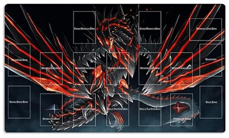 Mlikemat ZD014-322-A Spielmatte Red-Eyes Darkness Dragon, CCG TCG Sammelkartenspielmatte mit Zonen und kostenlose Tasche