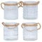 levandeo 4er Set Windlicht H10cm Glas Klar Transparent Teelichthalter Tischdeko Kerzen Deko Retro Kerzenhalter Flachs