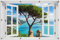 Wallario Outdoor-Poster für Garten oder Balkon Italienische Küste, Motivbanner Größe: ca. 100 x 150 cm mit Fenster-Illusion