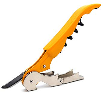 Pulltap's Genuine Classic 500 Waiter's Corkscrew – Double-Hinged Wine Key with Hinged Foil Cutter – Patented Design – Made in Spain – Yellow (Amarillo)