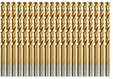 VALYRIANTOOL Titanium Drill Bit Set 20 Pcs 1/4 HSS Jobber Drill Bits, Premium 4341 High Speed Steel Jobber Length Drill for Drilling on Mild Steel, Copper, Aluminum