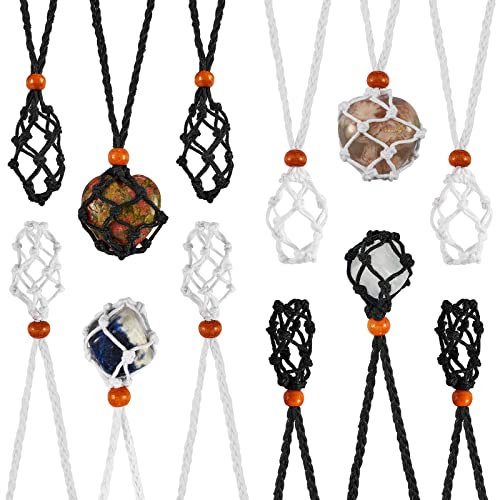 WEWAYSMILE 12 Stück Rohstein Halskette Schnur, 25.6 inch(65cm), Schwarz und Weiß, Baumwolle