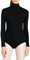 Lifup Damen Ballettanzug Langarm Body Gymnastikanzug Ballett Trikot Einteiler Bodysuit mit Rollkragen Schwarz XL