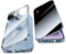 Jonwelsy Anti Peeping Hülle für iPhone 14 (6.1), 360 Grad Schutz Case, Privatsphäre Gehärtetes Glas Anti-Spähen Cover, Stark Magnetische Adsorption Metallrahmen Handyhülle für iPhone 14 (Blau)