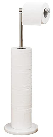 Songtec Toilet Paper Holder Stand, Free Standing Tissue Roll Holder, Heavy Natural Marble Base, Sturdy for 5 Toilet Paper Rolls (Marble Base, Brushed Nickel)