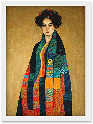 Doppelganger33 LTD Gustav Klimt Inspired Female Portrait Woman Artwork Framed Wall Art Print A4