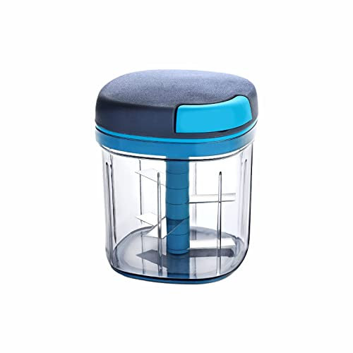 SUL Manual Food Chopper, Hand Pull string Chopper with Stainless Steel Removable Blades and Non-Slip Base Food Chopper for Kitchen to Chop Fruits, Vegetables, Onions, Salad – 900ml