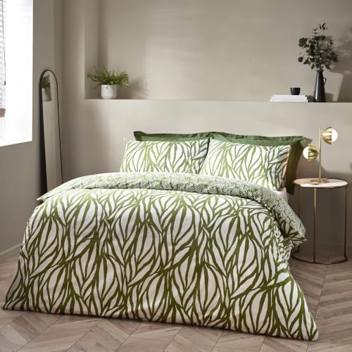 furn. Hoem Frond Cotton Rich Duvet Cover Set, Olive
