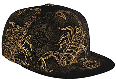 KJHBVND Gold Scorpion Fashion Flache Krempe Baseball Cap Casual Sun Sport für Männer Frauen Hüte, Schwarz , One size