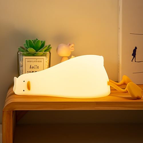 eaaerr Nachtlicht Kinder, Silikon Ente Nachttischlampe mit Timer Dimmbar und USB Wiederaufladbar, Touch LED Kinderbett Nachtlicht für ostergeschenke kinder, Schlafzimmer Und Kinderzimmer Deko