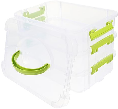 Tool Box Three Layer Storage Box Building Sets Clear Stackable Storage Bin with Lid 3 Tier Organizer Box Office Decorations Christmas Carry Box for Handbag Craft Box