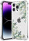 RALEAVO Compatible with iPhone 13 Pro (6.1”) Clear Floral Case Girly Soft Slim Bumper Case with Flower Pattern for iPhone 13 Pro-Leaf Pattern