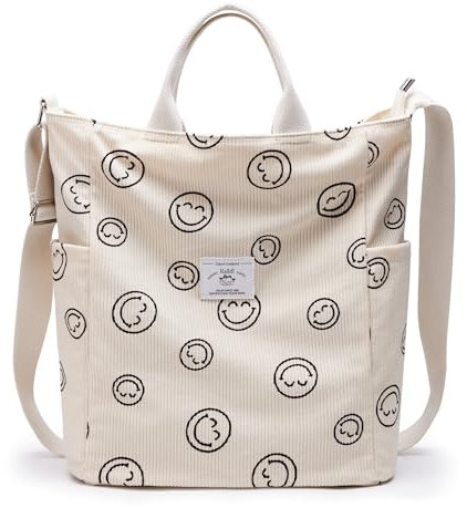 KALIDI Damen Handtasche Cord Shopper Schultertasche Casual Umhängetaschen Groß für Schule Arbeit Alltag Einkauf