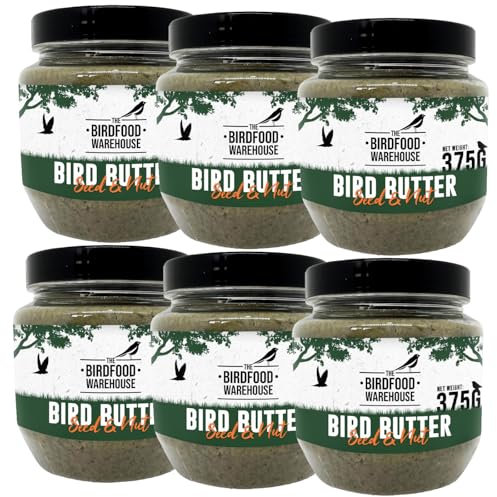 The Birdfood Warehouse Seed & Nut Bird Butter 375g (6 Pack) | Wild Garden Bird Food, Peanut Butter for Birds